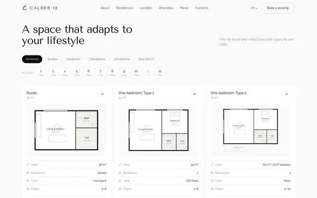 Calder 12 floor picker & plans screenshot