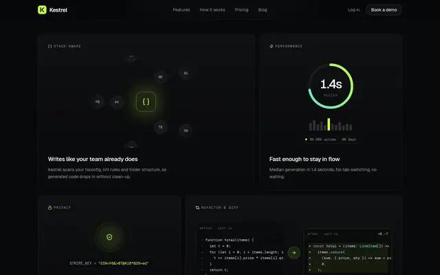 Kestrel capabilities bento screenshot