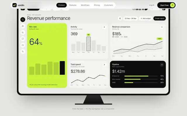 Verdin product dashboard screenshot